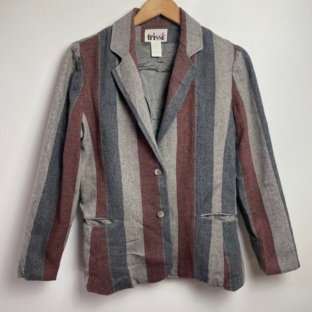 Vintage 90s Striped Blazer Sz S-M Academia Preppy Old Money Quiet‎ Luxury